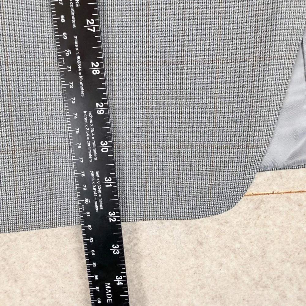 Lauren Ralph Lauren Windowpane 48R Blazer Grey Micro Check 2-Button RN90736